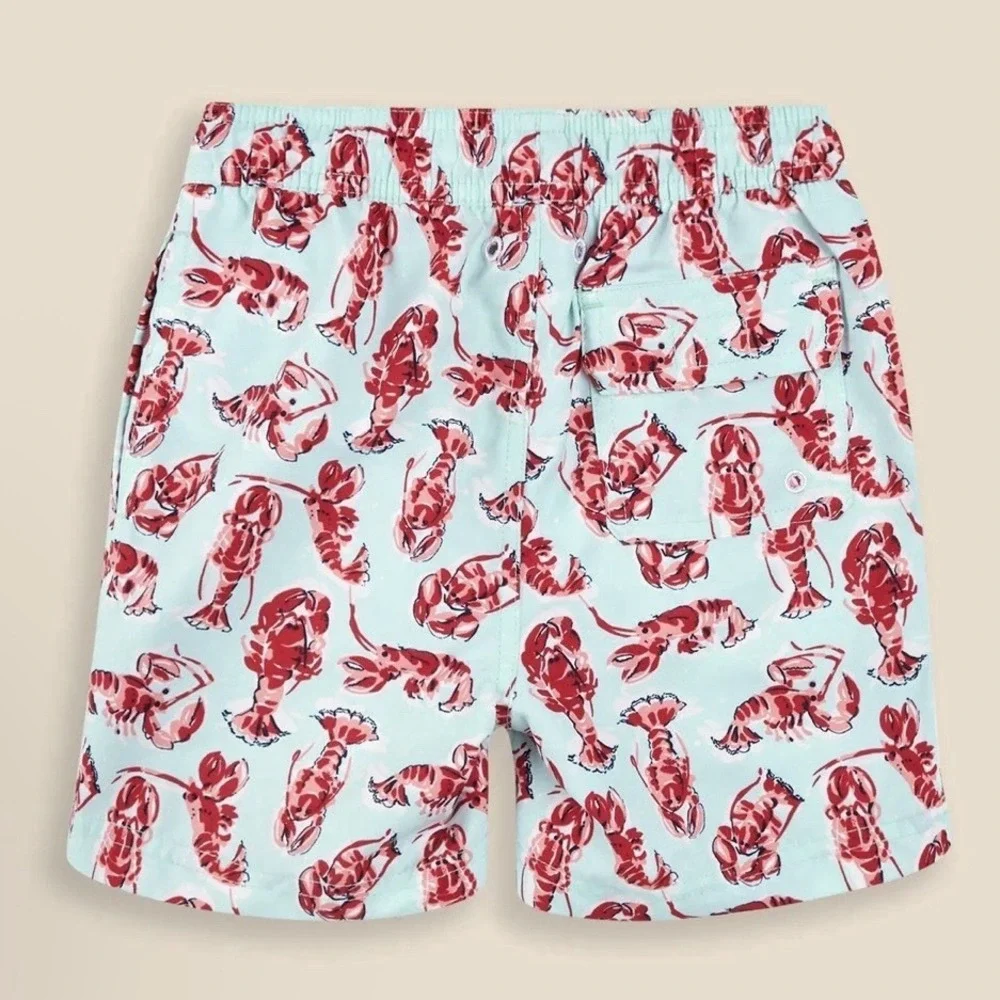 Brooks Brothers Boys Swim‎ Trunks Lined Size 14 Lobsters Preppy Red Blue Pockets